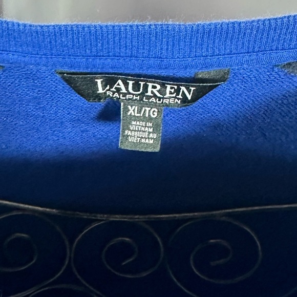 Lauren Ralph Lauren green and blue cropped sweatshirt size XL - Picture 3 of 9
